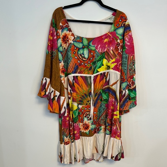 Migralilo Dresses & Skirts - Brown Bell Sleeve Scoop Neck Sundress